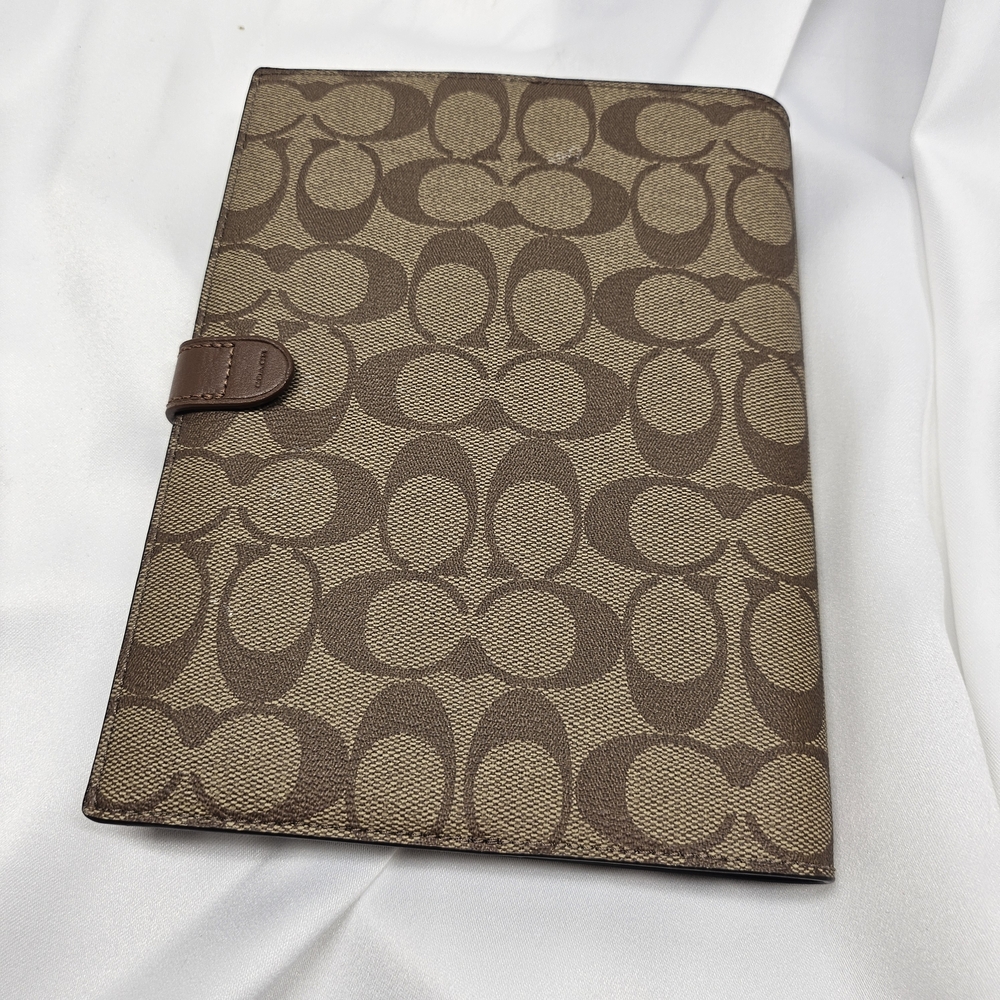 Coach Signature Canvas Notebook Cover Planner Binder Brown Khaki Snap Closure - Picture 4 of 10